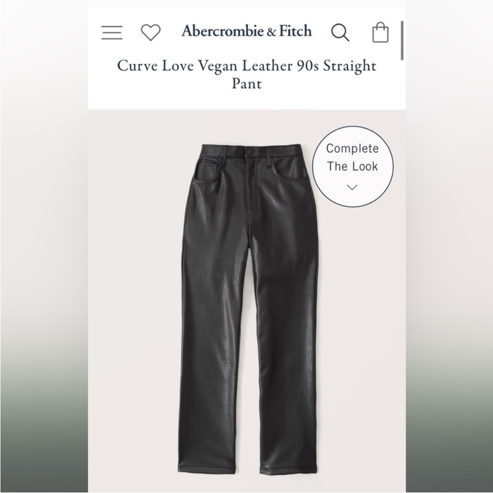 Abercrombie Curve Love 90s straight high rise leather pants size 2/26